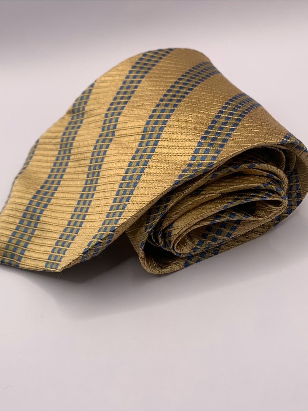 Brooks Gold and Blue Windowpane Stripe Tie business wedding interview